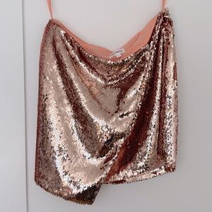 Superdown Rose Gold / Pink Sequin Skirt | US L